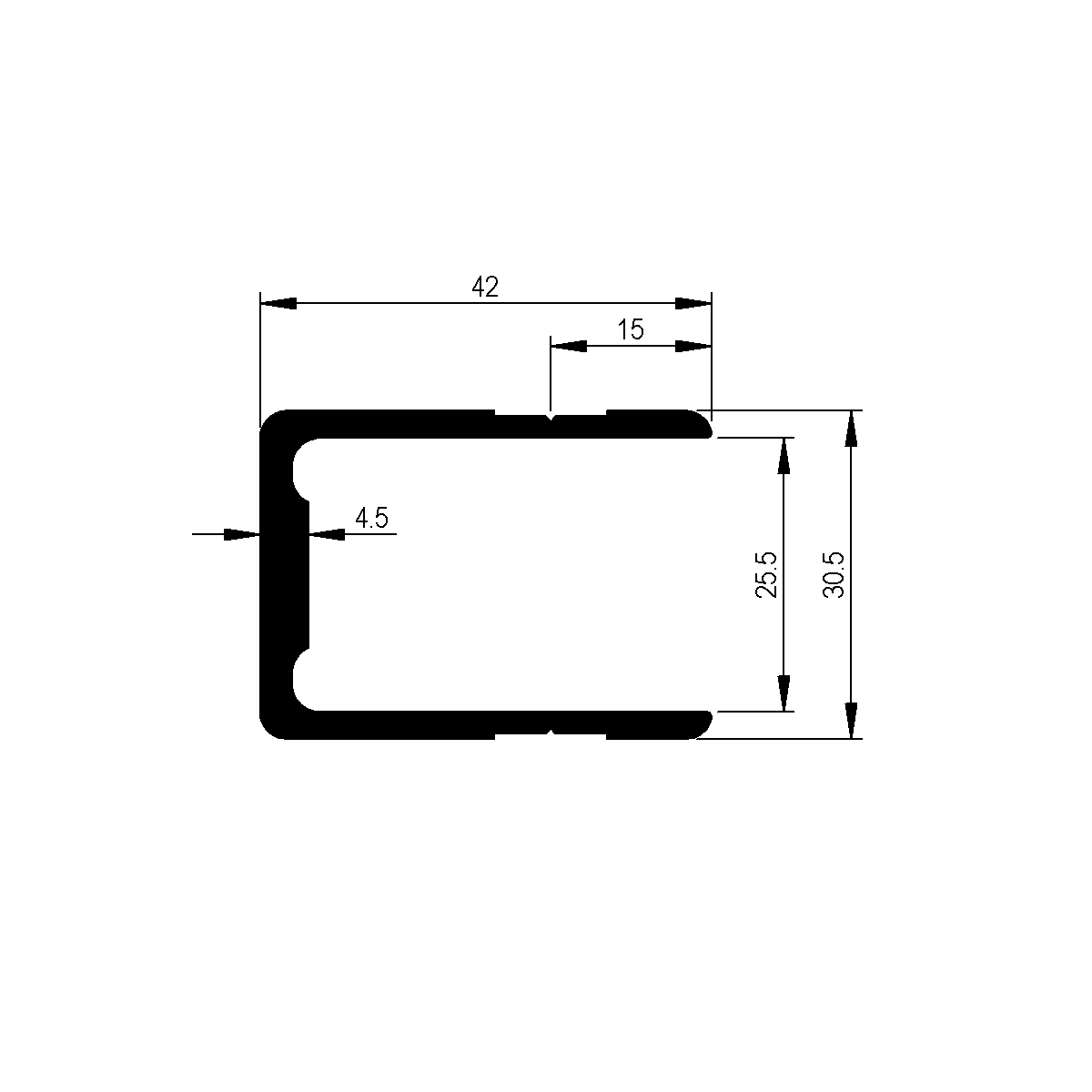 Bordure d'extrémité sur ridelle 25 mm