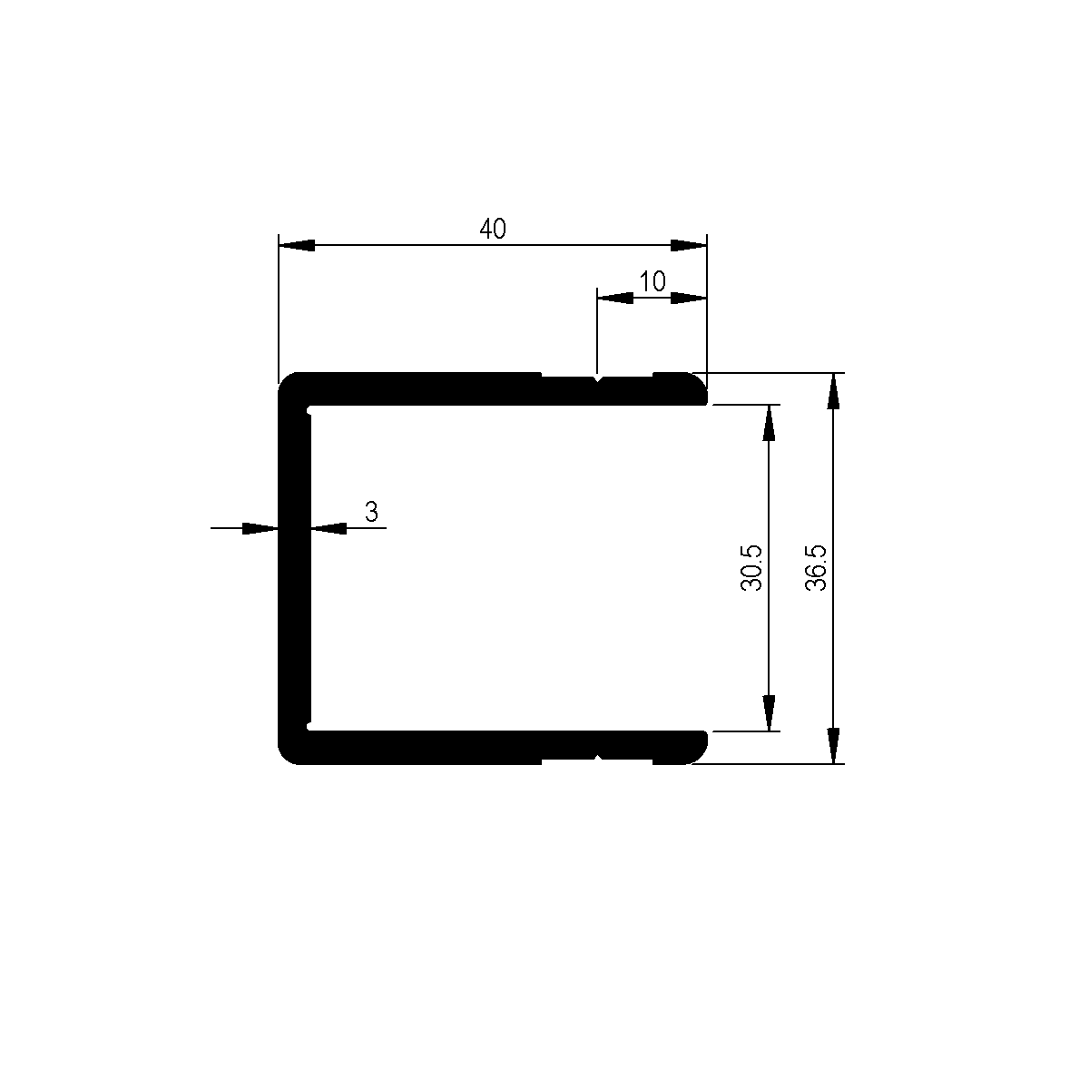 Einfassprofil zu Bordwand 30 mm / EN 755-9