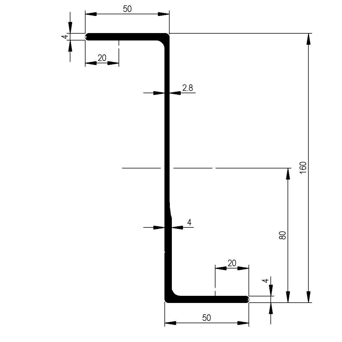 Unterbauträger Z-Profil zu Pritschen Unterbau / EN 755-9