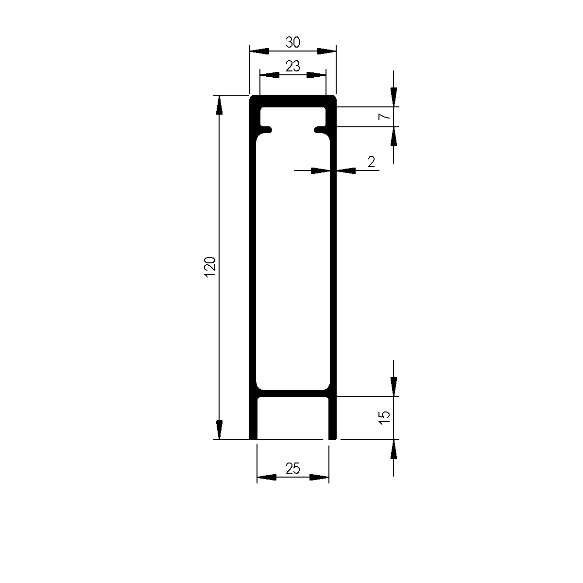 Oberes Randprofil zu Bordwand 30 mm / EN 755-9