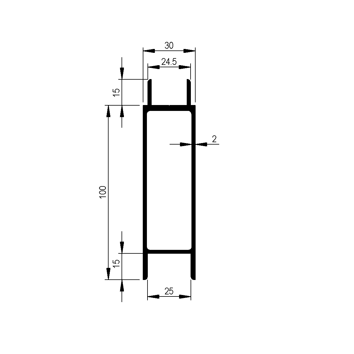 Zwischenprofil zu Bordwand 30 mm / EN 755-9