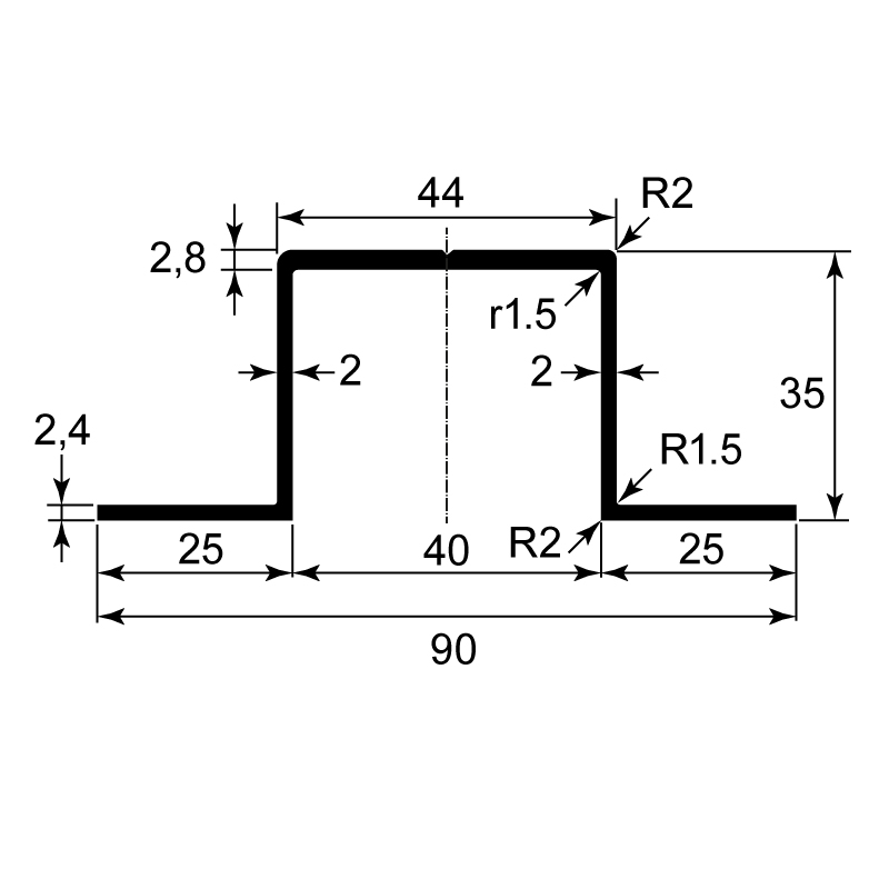 Profilé oméga / EN 755-2 / EN 755-9