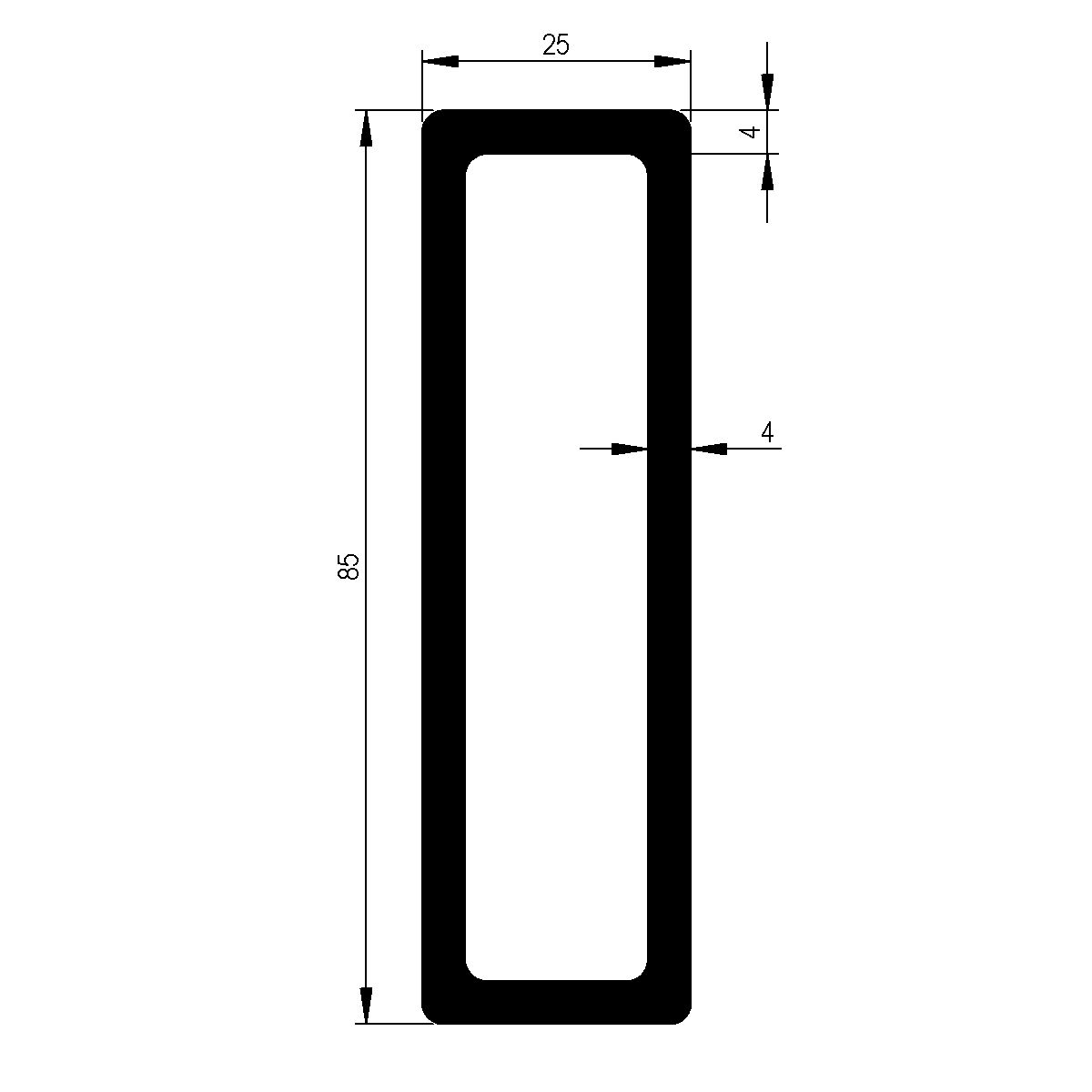 tube rectangulaire filé / EN 755-8