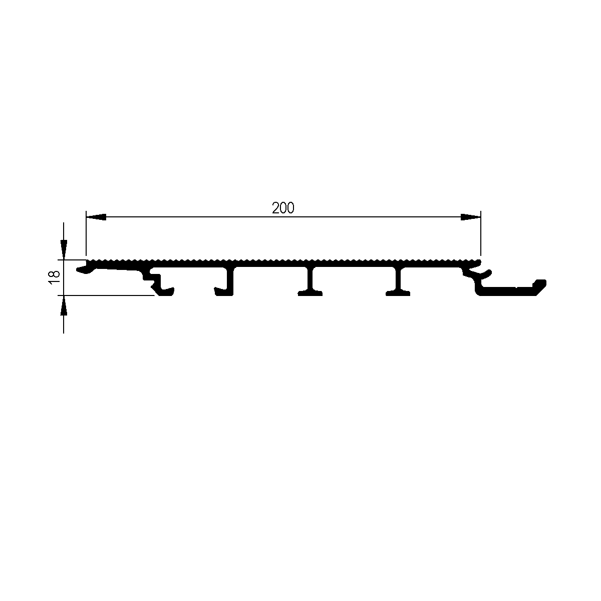 Profilé de plancher 18 strié ouvert sur plate forme