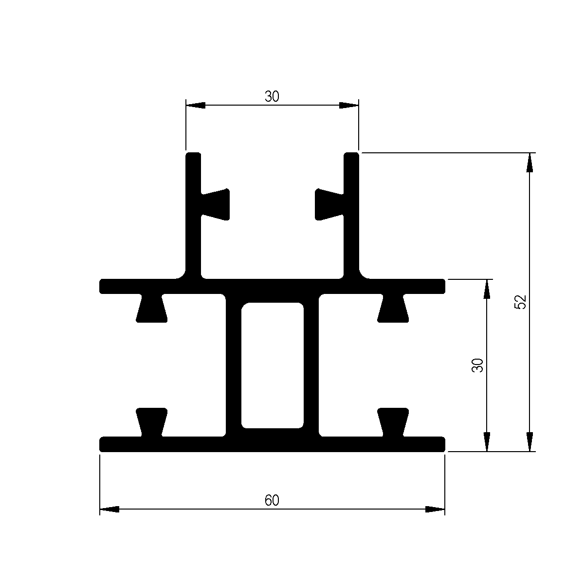 Dreiwegprofil vorstehend zu Veraflex System / EN 755-9