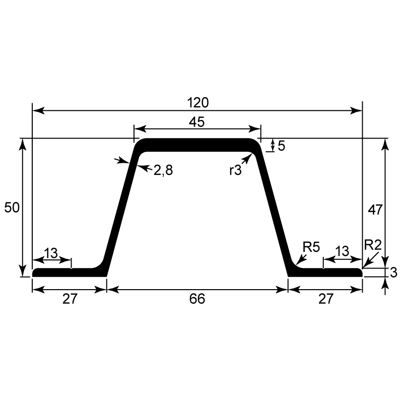 Profilé oméga / EN 755-2 / EN 755-9