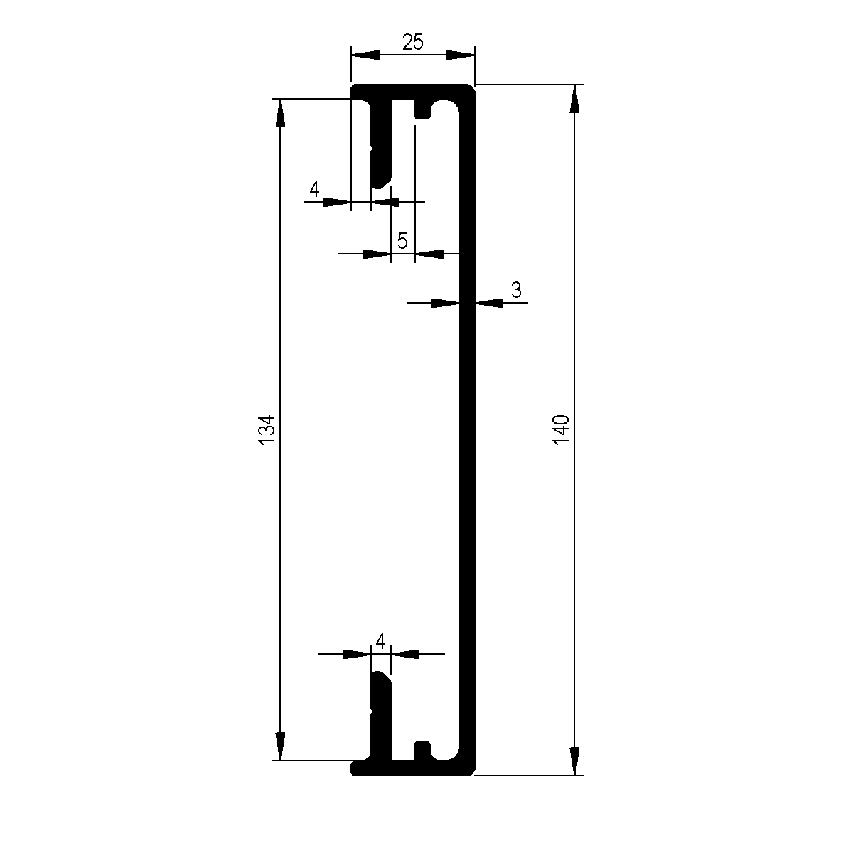 Gatterprofil für Zurrschiene / EN 755-9