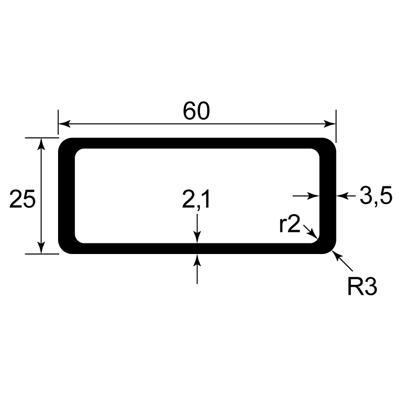 tube rectangulaire filé spécial / EN 755-9