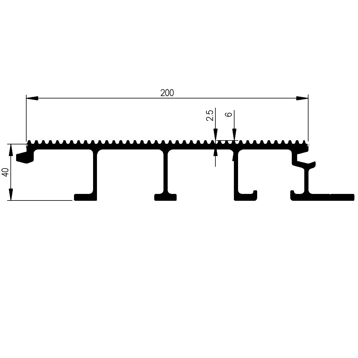 Bodenplankenprofil 40 geriffelt zu Pritschen Plattform / EN 755-9