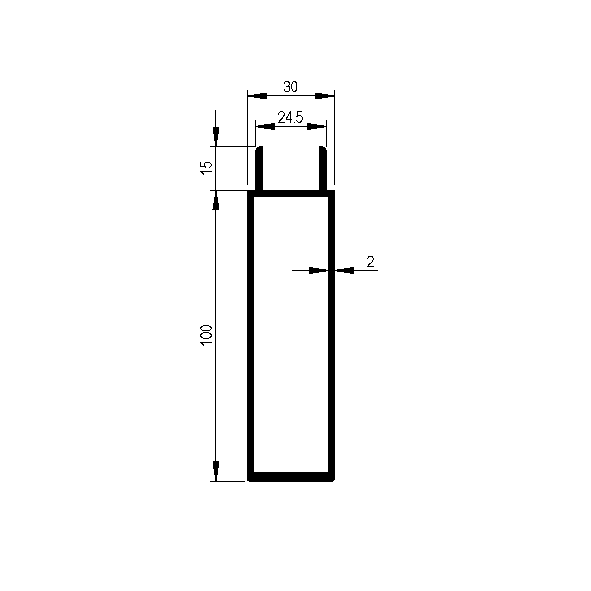 Unteres Randprofil zu Bordwand 30 mm / EN 755-9