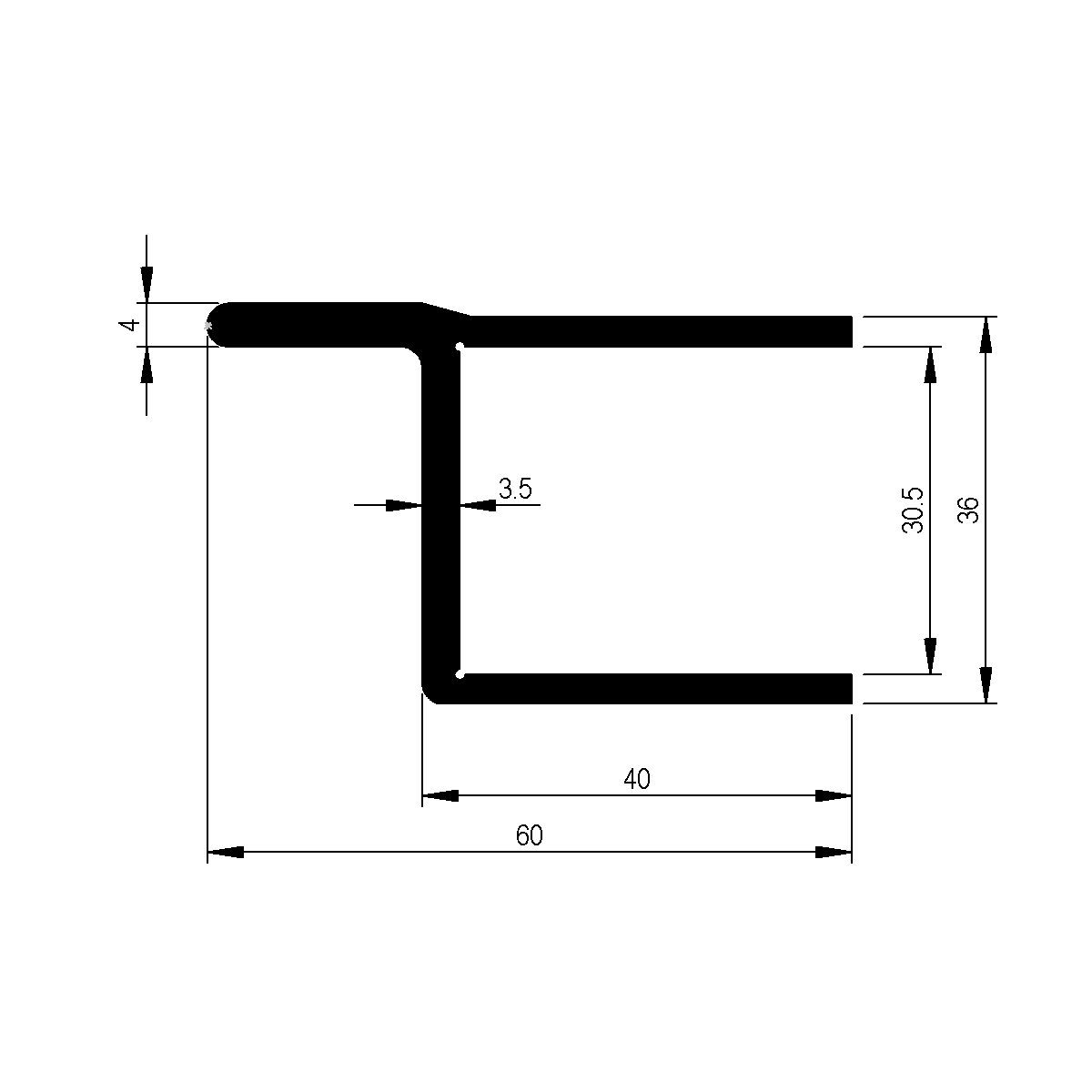 Einfassprofil zu Bordwand 30 mm / EN 755-9