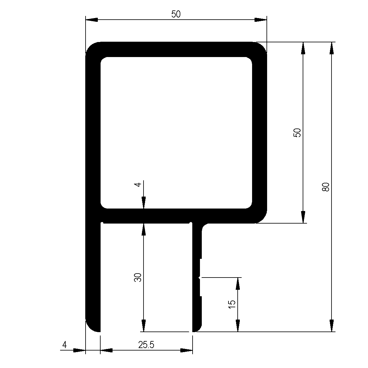 Einfassprofil zu Bordwand 25 mm / EN 755-9
