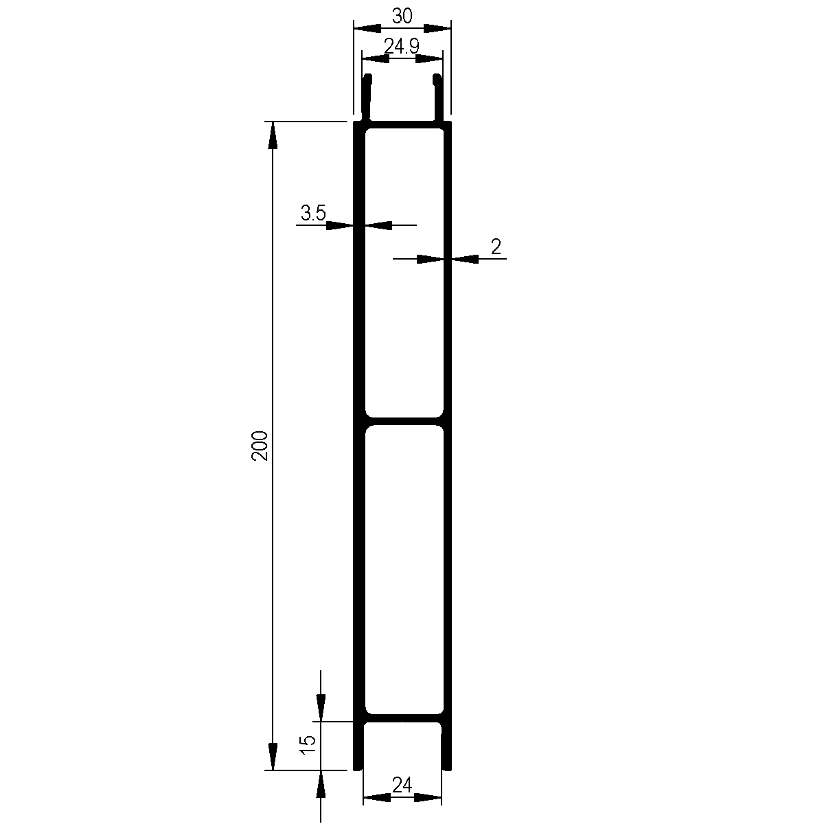Profilé intermediaire sur pont basculant catégorie légère / EN 755-9