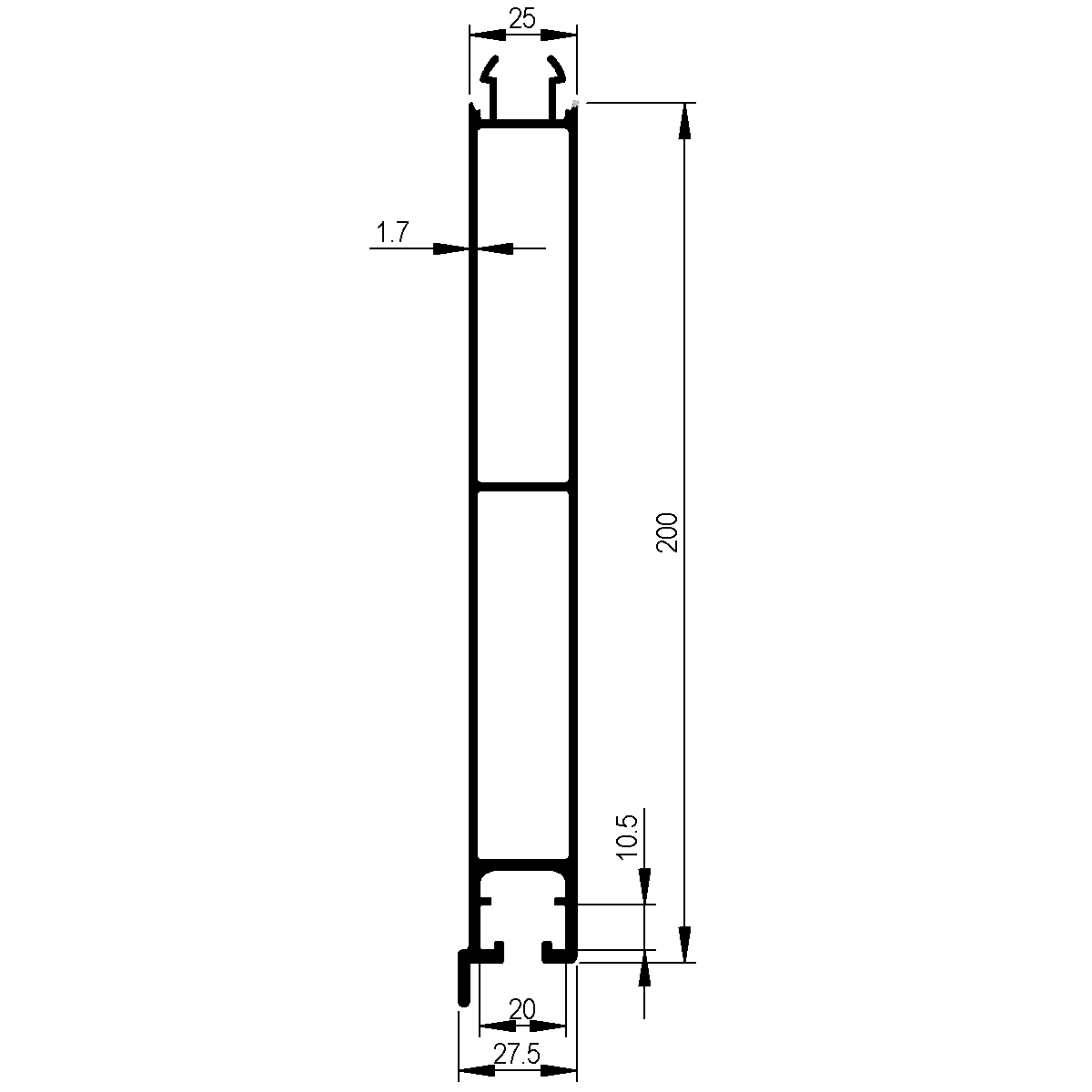 Unteres Randprofil zu Bordwand 25 mm Euroclip / EN 755-9
