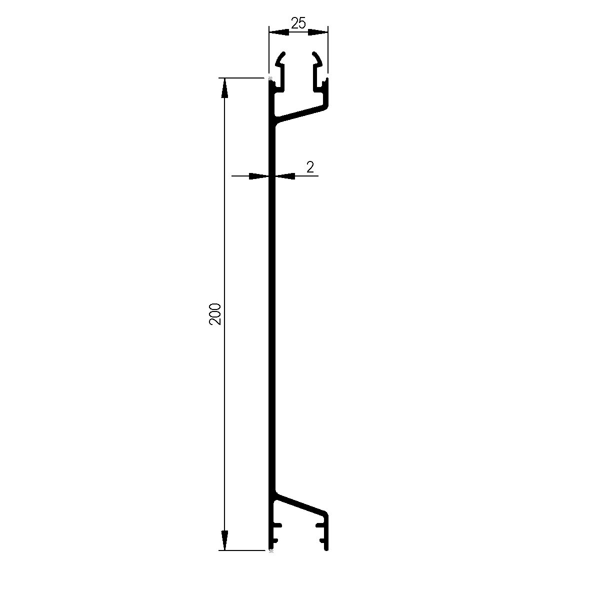 Zwischenprofil TIR zu Bordwand 25 mm Euroclip / EN 755-9