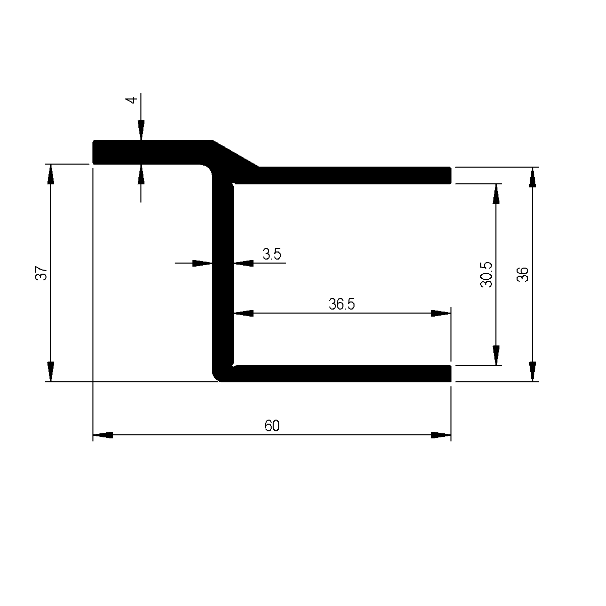 Einfassprofil zu Bordwand 30 mm / EN 755-9