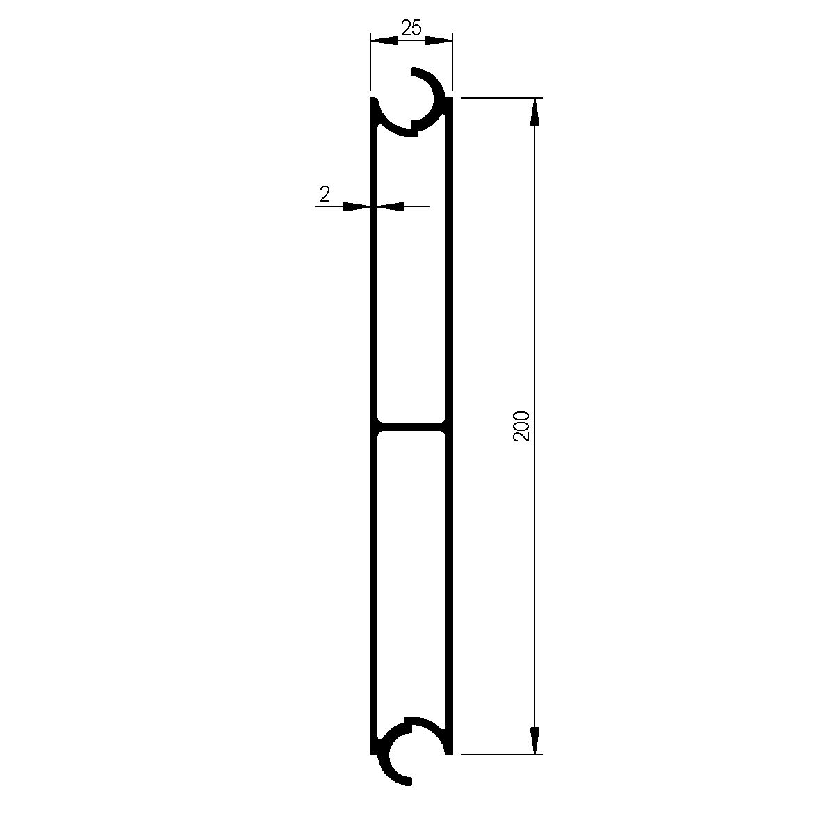 Zwischenprofil zu Bordwand 25 mm Wendelfeder / EN 755-9
