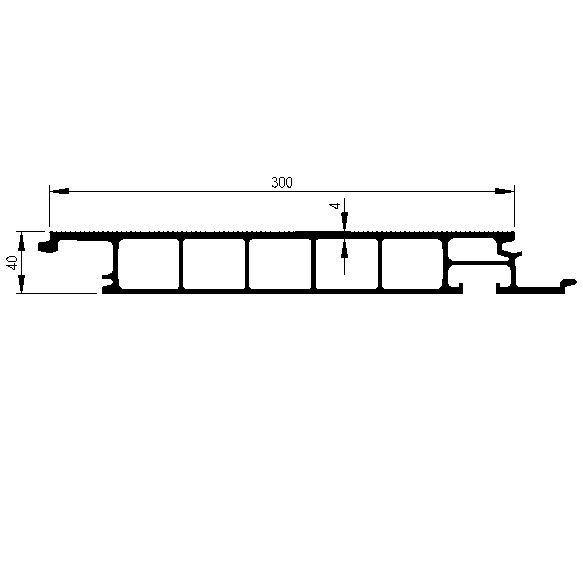 Bodenplankenprofil 40 feingeriffelt zu Pritschen Plattform / EN 755-9