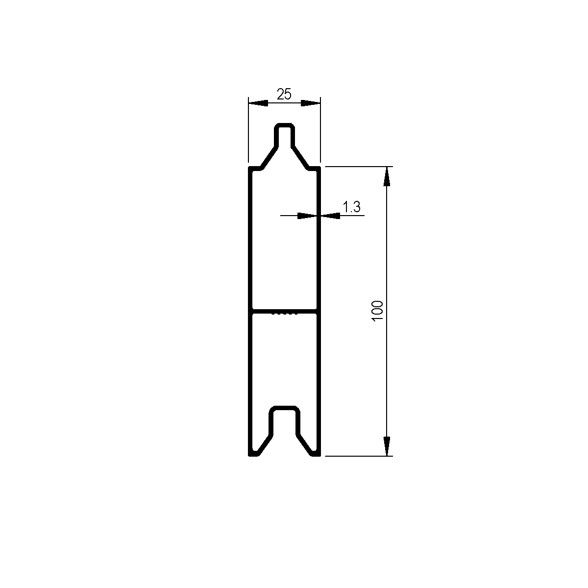 Gatterprofil CS zu Bordwand 25 mm / EN 12020-2