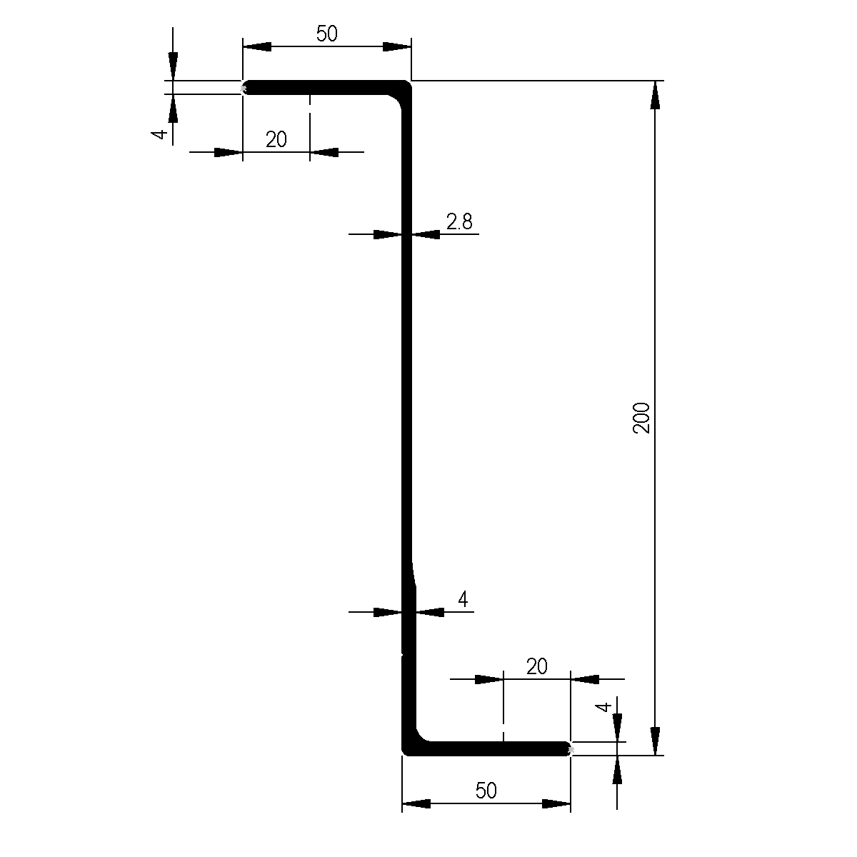 Unterbauträger Z-Profil zu Pritschen Unterbau / EN 755-9