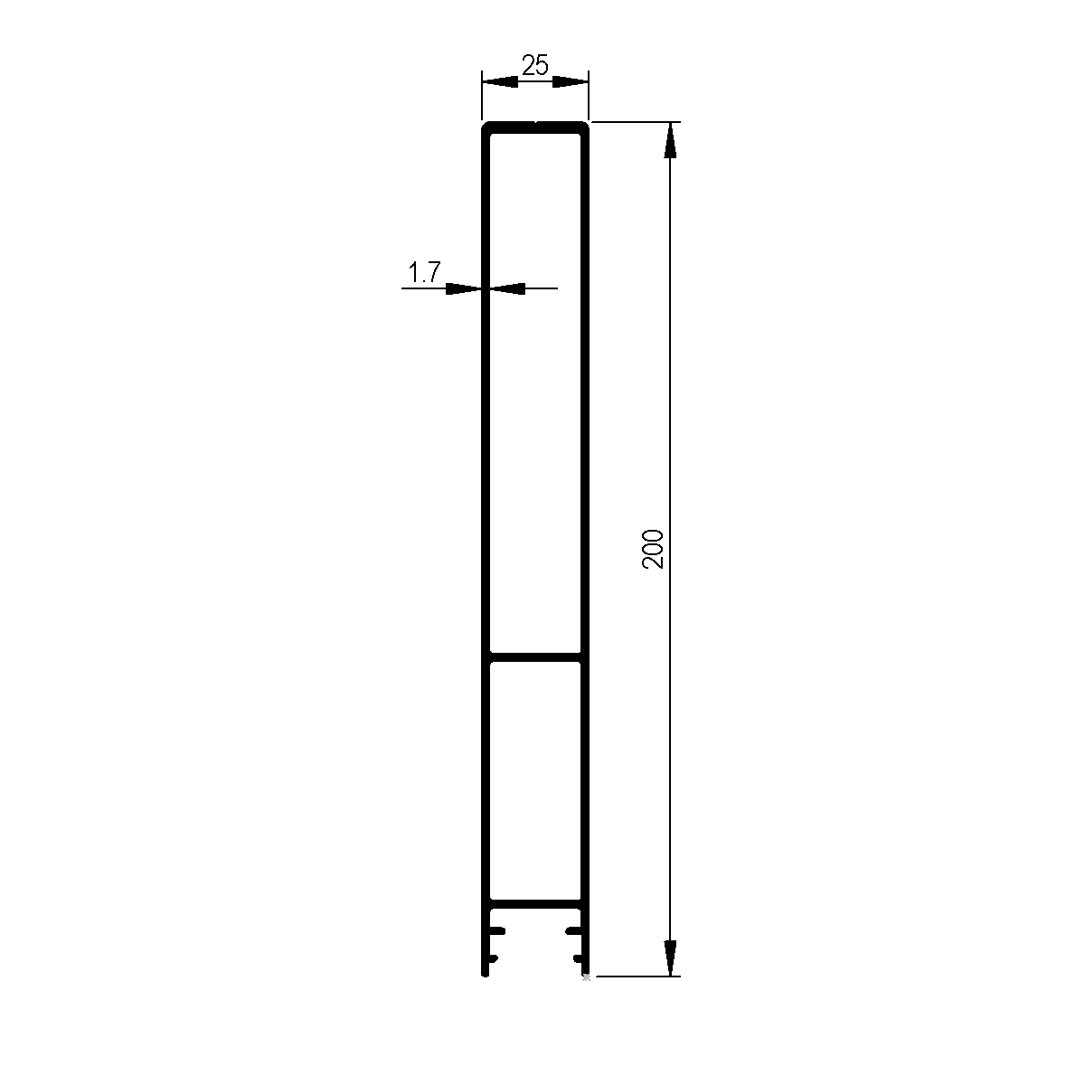 Oberes Randprofil zu Bordwand 25 mm Euroclip / EN 755-9