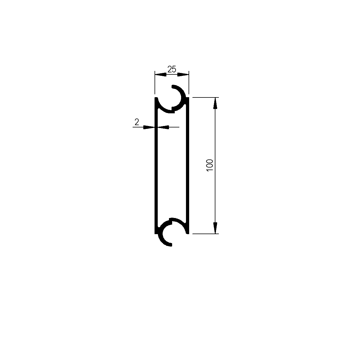Zwischenprofil zu Bordwand 25 mm Wendelfeder / EN 755-9