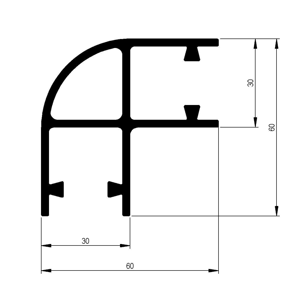 Radiusprofil zu Veraflex System / EN 755-9